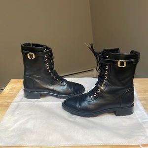 Stuart Weitzman black lace up boots